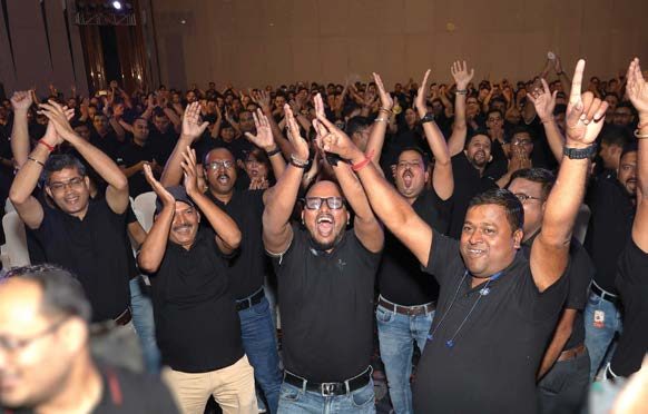 Employees at a company event