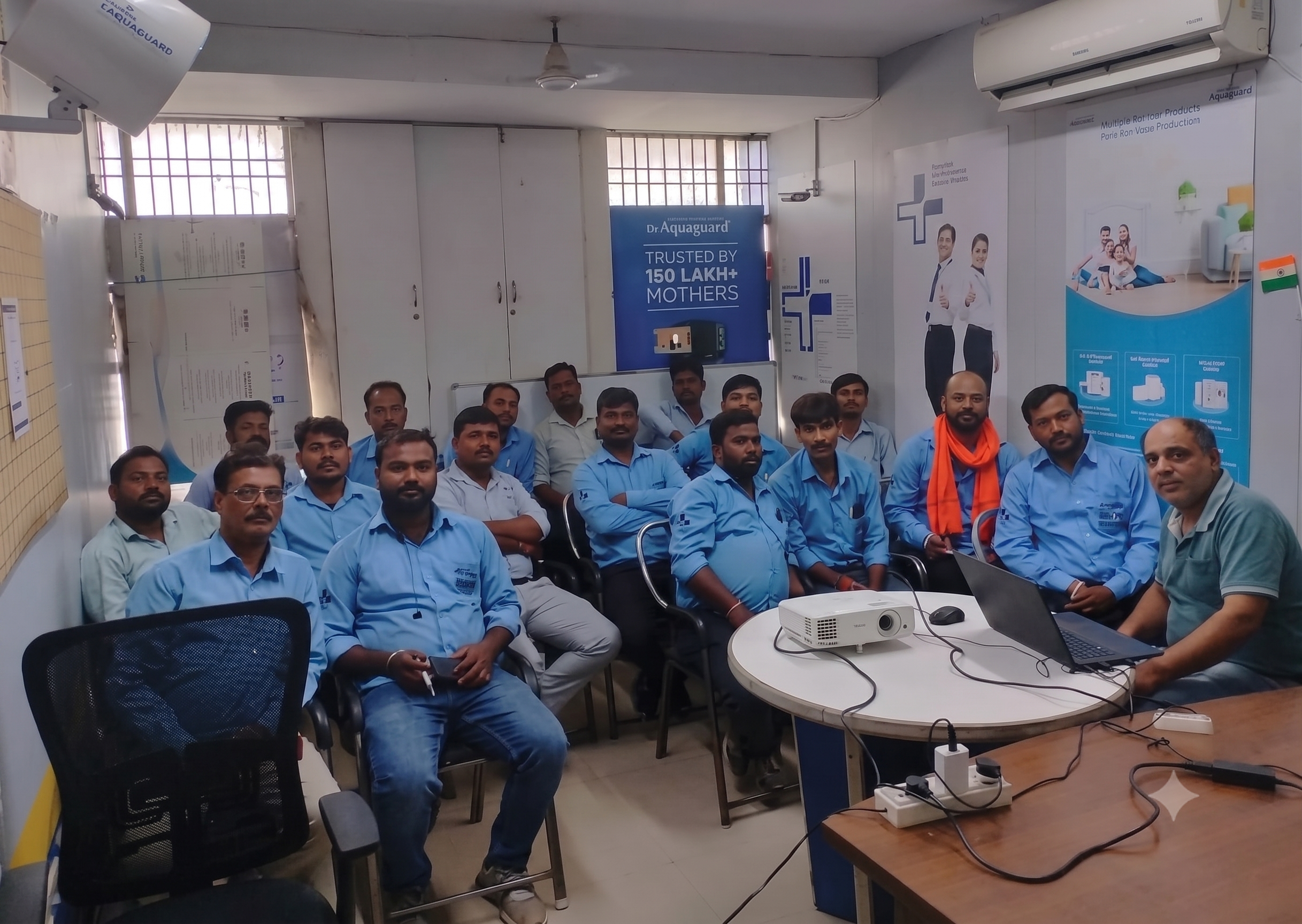 Service technicians at a training session